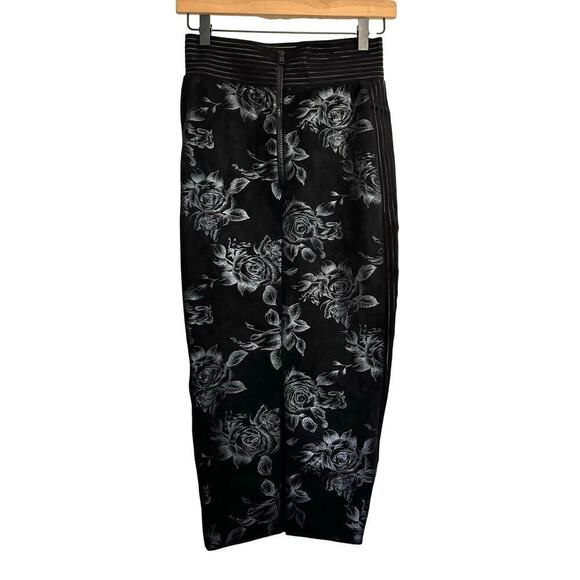 ZHIVAGO Australia Midi‎ Pencil Bodycon Skirt Black Silver Metallic Floral Size 2 - Picture 2 of 7